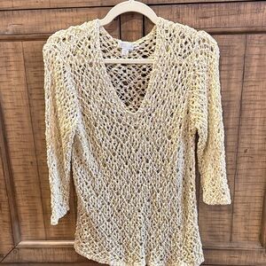 J. Jill Cream Crochet Knit Top